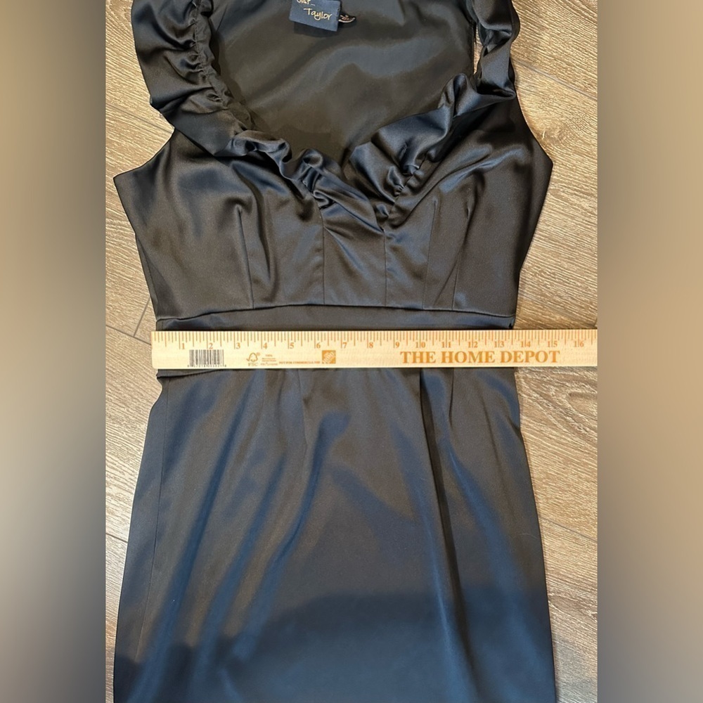 Just…Taylor Black Satin Dress  Pop Collar Ruffle - Picture 6 of 8